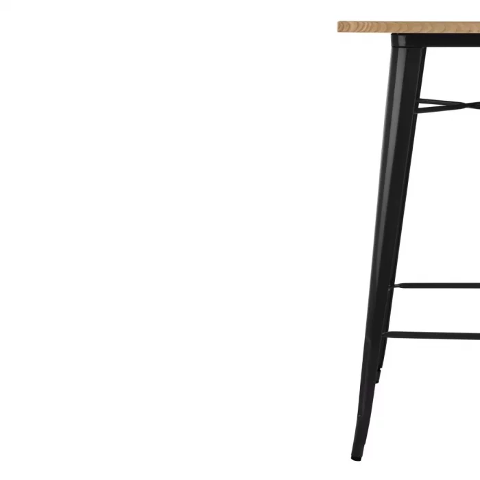 Bolero Bistro Bar Table with Wooden Top Black - Image 7
