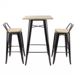 Bolero Bistro Bar Table with Wooden Top Black - Image 10