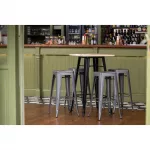 Bolero Bistro Bar Table with Wooden Top Black - Image 12