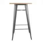 Bolero Bistro Bar Table with Wooden Top Gun Metal - Image 3