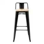 Bolero Bistro Backrest High Stools with Wooden Seat Pad Black (Pack of 4) - Image 3
