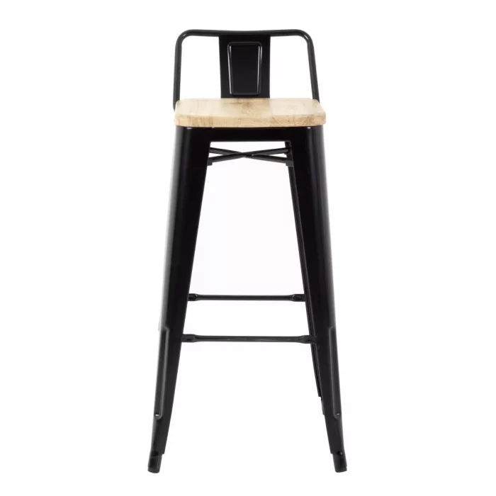 Bolero Bistro Backrest High Stools with Wooden Seat Pad Black (Pack of 4) - Image 3