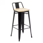 Bolero Bistro Backrest High Stools with Wooden Seat Pad Black (Pack of 4)