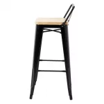 Bolero Bistro Backrest High Stools with Wooden Seat Pad Black (Pack of 4) - Image 4
