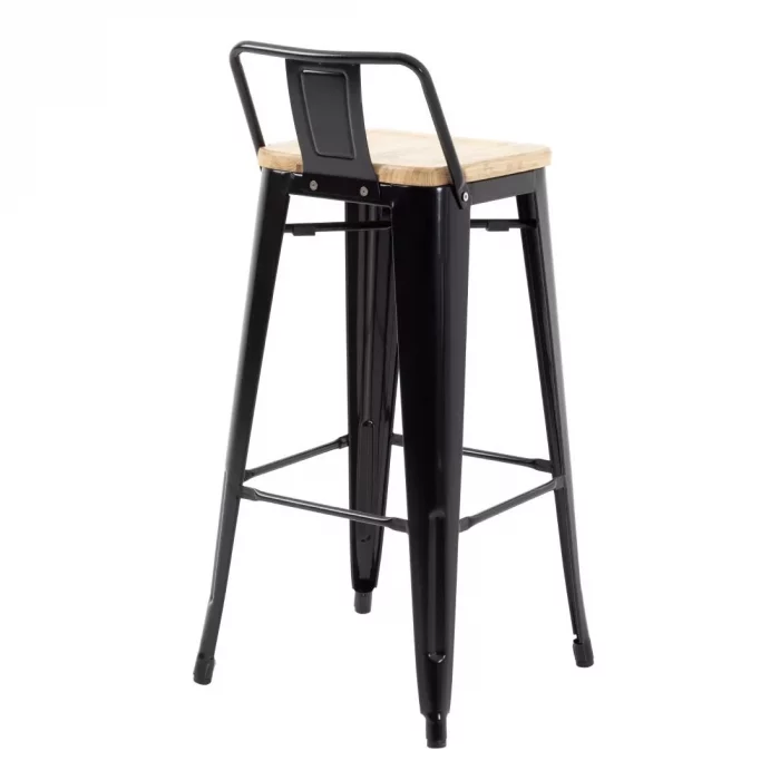 Bolero Bistro Backrest High Stools with Wooden Seat Pad Black (Pack of 4) - Image 5