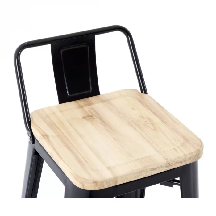 Bolero Bistro Backrest High Stools with Wooden Seat Pad Black (Pack of 4) - Image 6