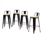 Bolero Bistro Backrest High Stools with Wooden Seat Pad Black (Pack of 4) - Image 9