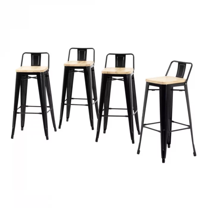 Bolero Bistro Backrest High Stools with Wooden Seat Pad Black (Pack of 4) - Image 9
