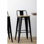 Bolero Bistro Backrest High Stools with Wooden Seat Pad Black (Pack of 4) - Image 10