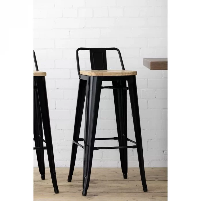 Bolero Bistro Backrest High Stools with Wooden Seat Pad Black (Pack of 4) - Image 10