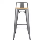 Bolero Bistro Backrest High Stools with Wooden Seat Pad Gun Metal (Pack of 4) - Image 3