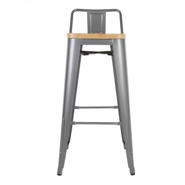 Bolero Bistro Backrest High Stools with Wooden Seat Pad Gun Metal (Pack of 4) - Image 3