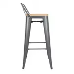 Bolero Bistro Backrest High Stools with Wooden Seat Pad Gun Metal (Pack of 4) - Image 4