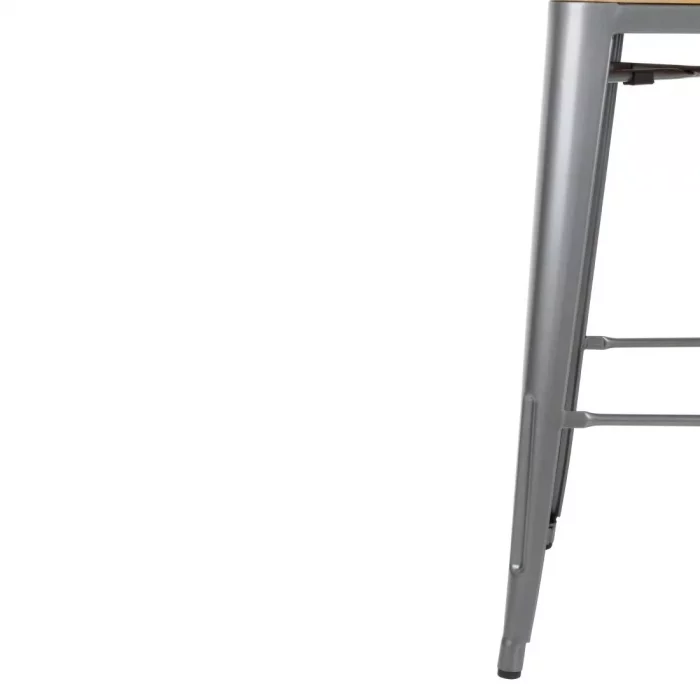 Bolero Bistro Backrest High Stools with Wooden Seat Pad Gun Metal (Pack of 4) - Image 7