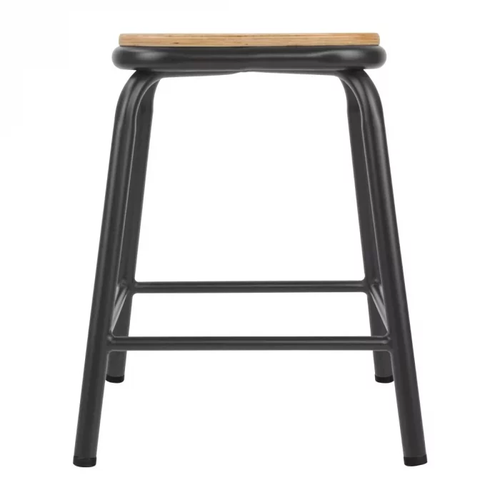 Bolero Cantina Low Stools with Wooden Seat Pad Metallic Grey (Pack of 4) - Image 3