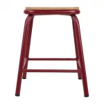 Bolero Cantina Low Stools with Wooden Seat Pad Wine Red (Pack of 4) - Image 3
