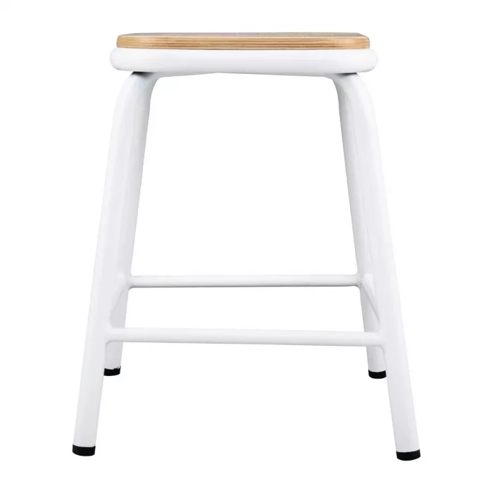 Bolero Cantina Low Stools with Wooden Seat Pad White (Pack of 4) - Image 3