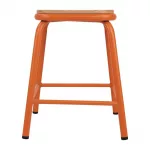 Bolero Cantina Low Stools with Wooden Seat Pad Orange (Pack of 4) - Image 3