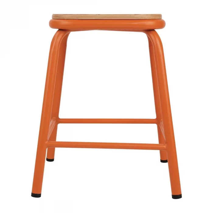 Bolero Cantina Low Stools with Wooden Seat Pad Orange (Pack of 4) - Image 3