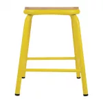 Bolero Cantina Low Stools with Wooden Seat Pad Yellow (Pack of 4) - Image 3