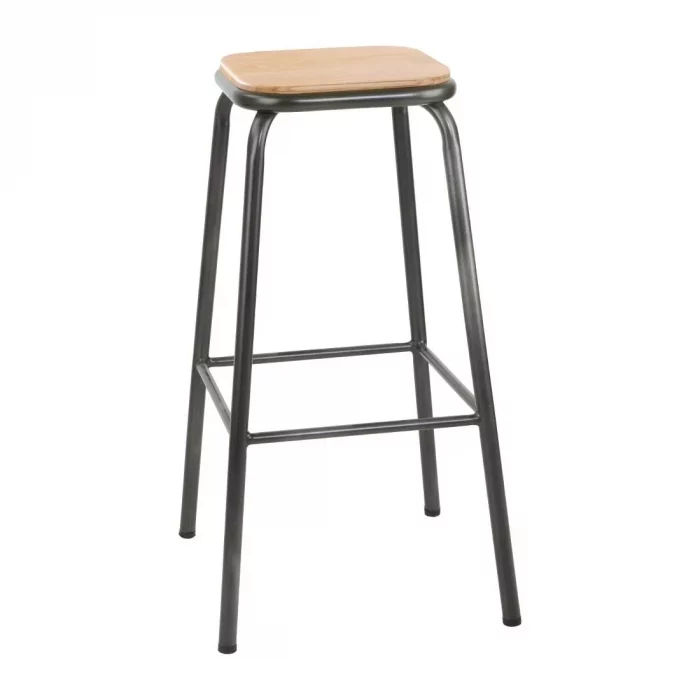 Bolero Cantina High Stools with Wooden Seat Pad Metallic Grey (Pack of 4) - Image 1