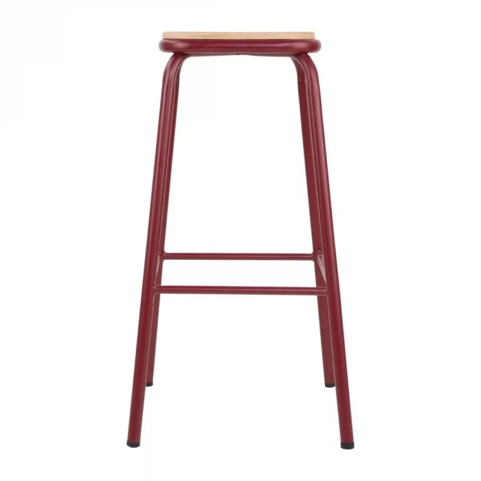 Bolero Cantina High Stools with Wooden Seat Pad Wine Red (Pack of 4) - Image 3