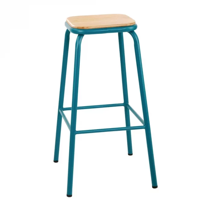 Bolero Cantina High Stools with Wooden Seat Pad Teal (Pack of 4) - Image 1