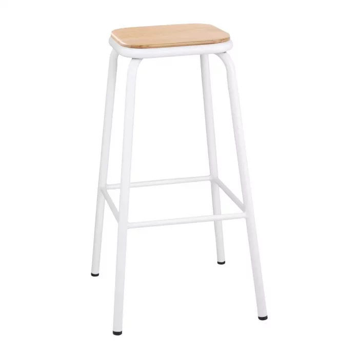 Bolero Cantina High Stools with Wooden Seat Pad White (Pack of 4) - Image 1