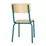 Bolero Cantina Side Chairs with Wooden Seat Pad and Backrest Teal (Pack of 4) - Image 4