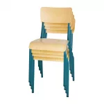 Bolero Cantina Side Chairs with Wooden Seat Pad and Backrest Teal (Pack of 4) - Image 6