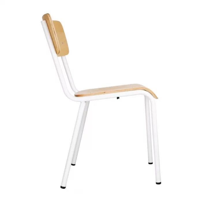Bolero Cantina Side Chairs with Wooden Seat Pad and Backrest White (Pack of 4) - Image 3