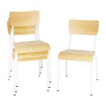 Bolero Cantina Side Chairs with Wooden Seat Pad and Backrest White (Pack of 4) - Image 7