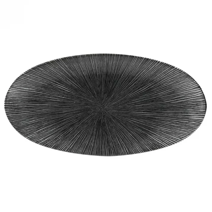 Churchill Studio Prints Agano Oval Chefs Plates Black 347 x 173mm (Pack of 6) - Image 1