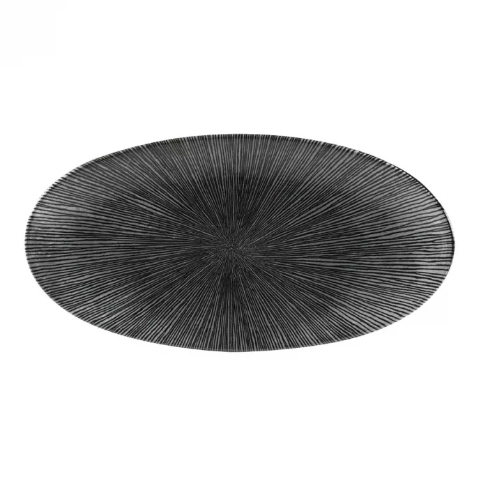 Churchill Studio Prints Agano Oval Chefs Plates Black 299 x 150mm (Pack of 12) - Image 1