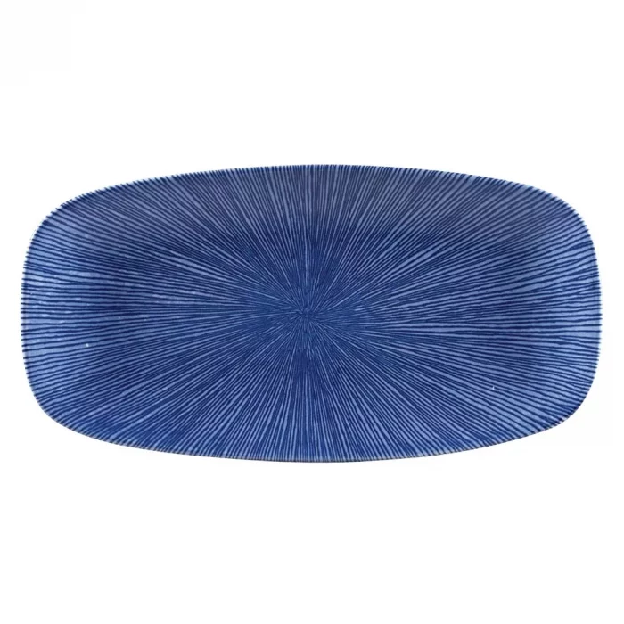 Churchill Studio Prints Agano Oblong Chefs Plates Blue 298 x 153mm (Pack of 12) - Image 1