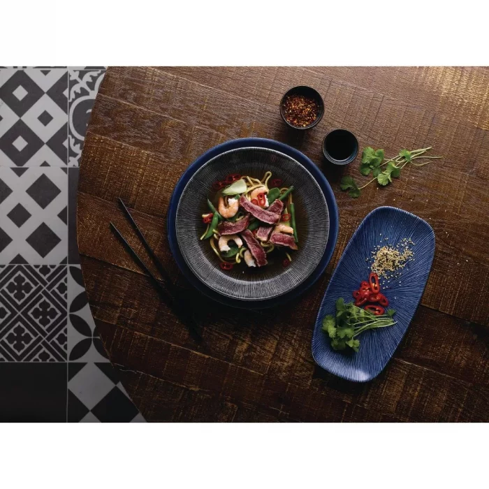 Churchill Studio Prints Agano Oblong Chefs Plates Blue 298 x 153mm (Pack of 12) - Image 2