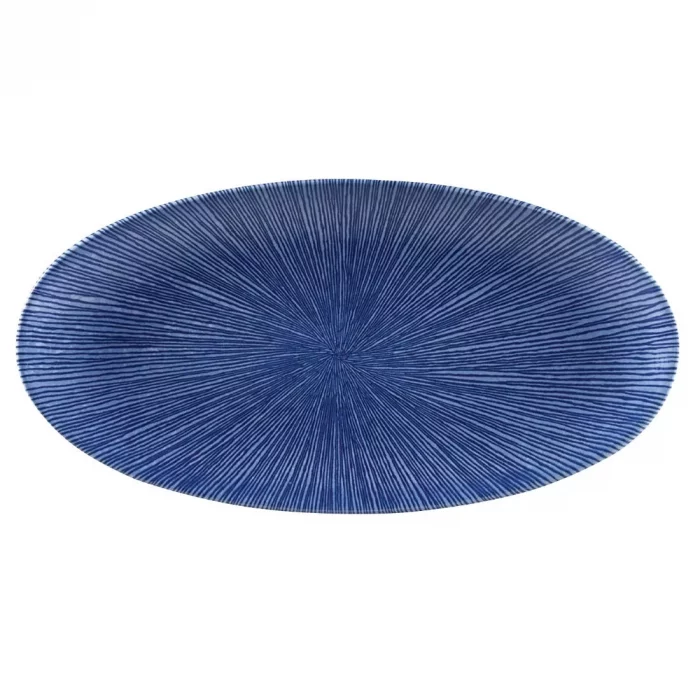 Churchill Studio Prints Agano Oval Chefs Plates Blue 347 x 173mm (Pack of 6) - Image 1