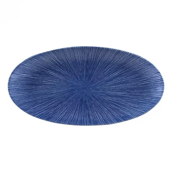 Churchill Studio Prints Agano Oval Chefs Plates Blue 299 x 150mm (Pack of 12) - Image 1