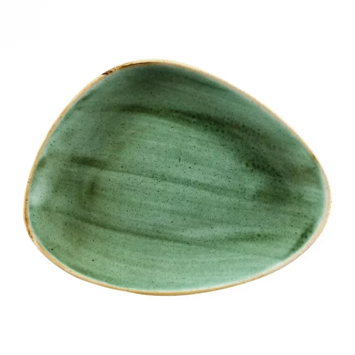 Churchill Stonecast Triangular Chefs Plates Samphire Green 265 x 205mm (Pack of 12) - Image 1