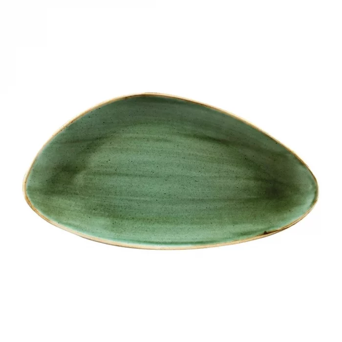 Churchill Stonecast Triangular Chefs Plates Samphire Green 355 x 188mm (Pack of 6) - Image 1