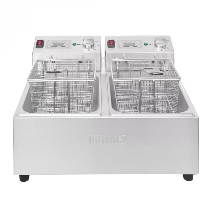 Buffalo Twin Tank Twin Basket 2x5Ltr Countertop Fryer with Timers 2x2.8kW - Image 7