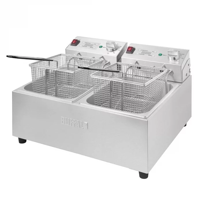 Buffalo Twin Tank Twin Basket 2x5Ltr Countertop Fryer with Timers 2x2.8kW - Image 8