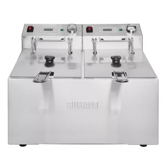 Buffalo Twin Tank Twin Basket 2x5Ltr Countertop Fryer with Timers 2x2.8kW - Image 1
