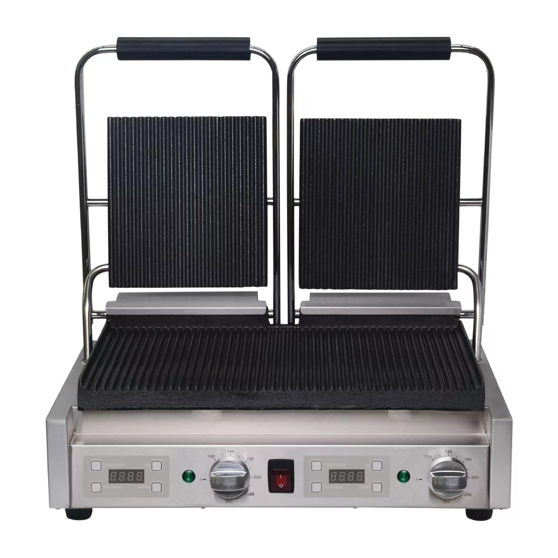 fc383_paniniwithtimer.jpg Buffalo Double Ribbed Contact Grill - Image 1
