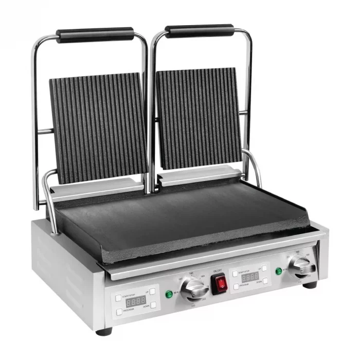 Buffalo Double Ribbed Top Contact Grill - Image 1