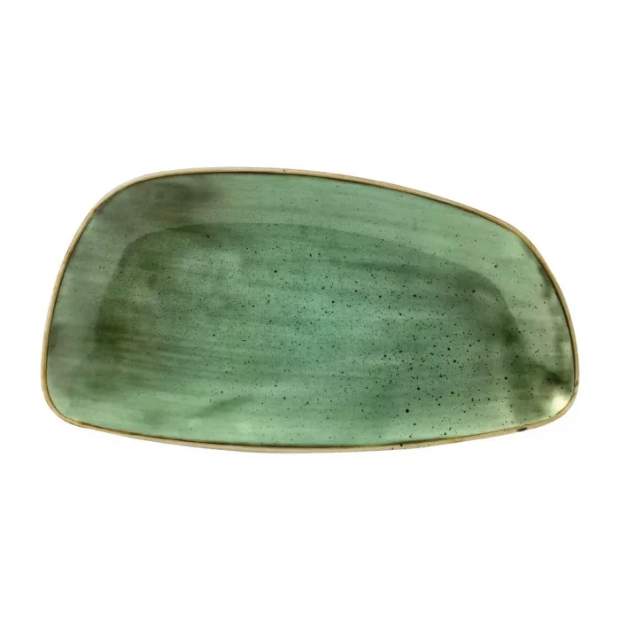 Churchill Stonecast Oval Plates Samphire Green 349x171mm (Pack of 6) - Image 1