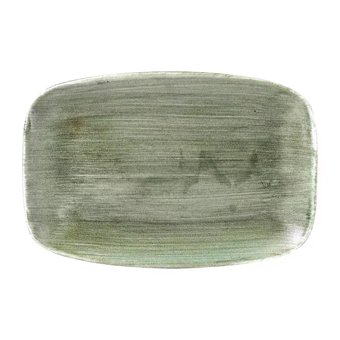 Churchill Stonecast Patina Oblong Plates Burnished Green 305x198mm (Pack of 6) - Image 1