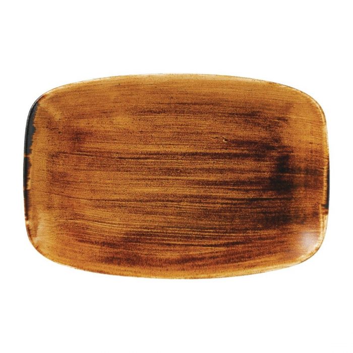 Churchill Stonecast Patina Oblong Plates Vintage Copper 305x198mm (Pack of 6) - Image 1