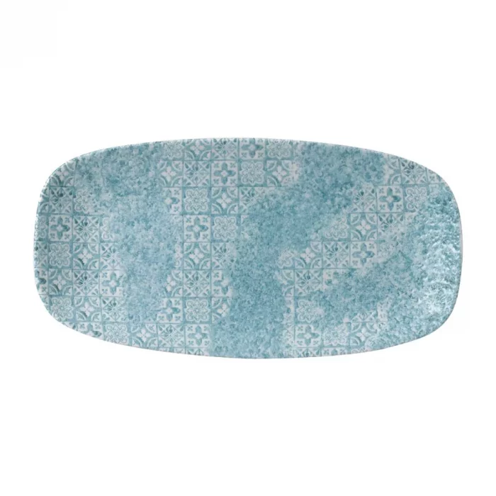 Churchill Med Tiles Oblong Plates Aquamarine 298x152mm (Pack of 12) - Image 1