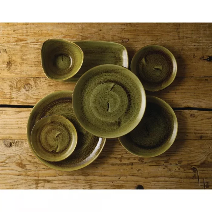 Stonecast Plume Olive Triangle Bowl 21oz (Pack of 12) - Image 2